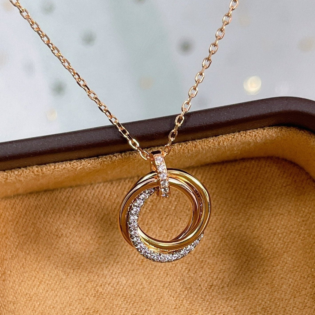 ¡®Loco¡¯TRINITY NECKLACE SILVER GOLD PINK GOLD DIAMONDS