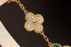 ¡®Loco¡¯CLOVER EARRINGS GOLD MALACHITE DIAMOND 3 MOTIF