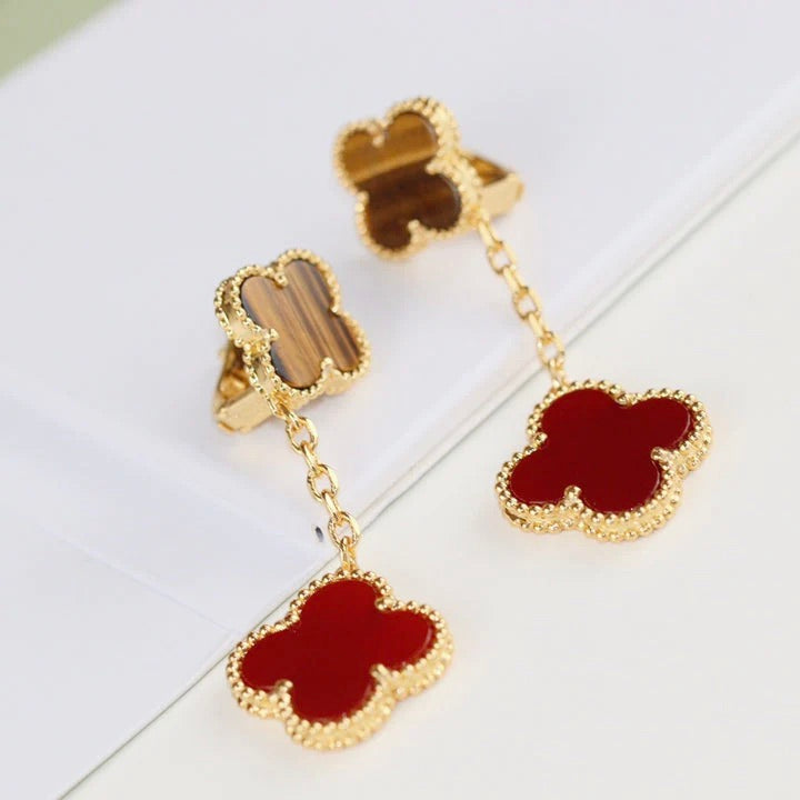 ¡®Loco¡¯CLOVER  2 MOTIF  TIGER EYE CARNELIAN EARRINGS
