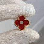 ¡®Loco¡¯CLOVER MEDIUM 1 MOTIFS CARNELIAN  DIAMOND earrings