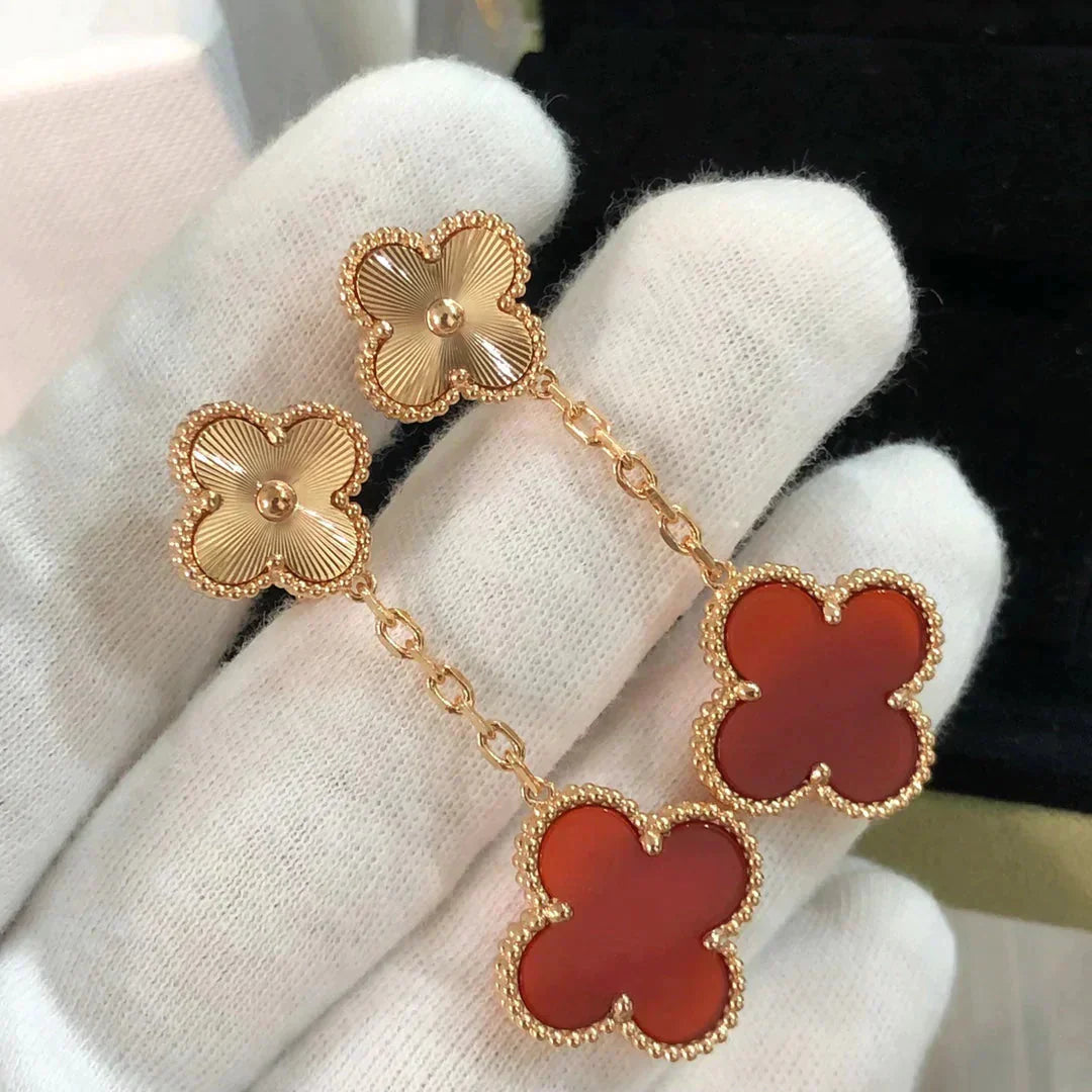 ¡®Loco¡¯CLOVER 2 MOTIF  LASER CARNELIAN EARRINGS