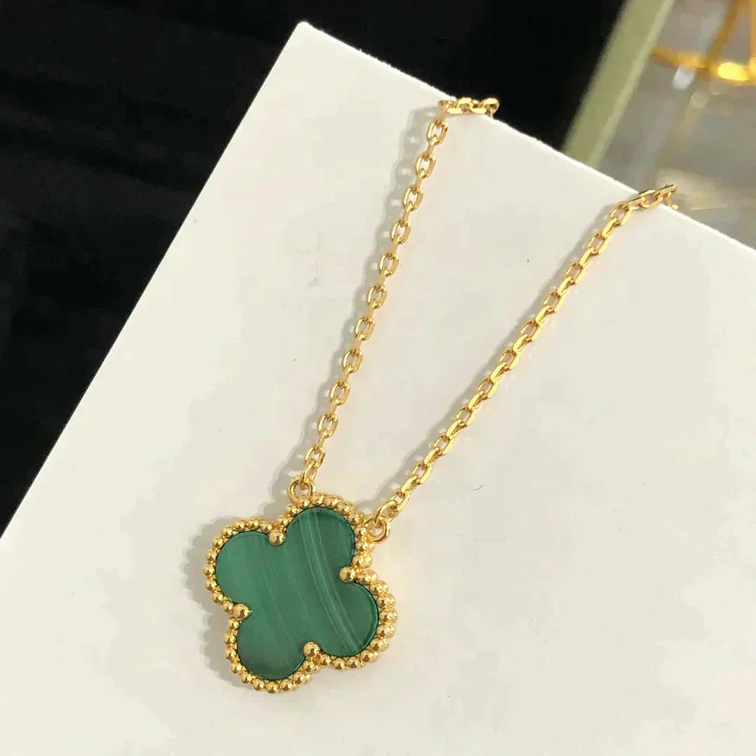 ¡®Loco¡¯CLOVER 15MM MALACHITE SINGLE FLOWER  NECKLACE