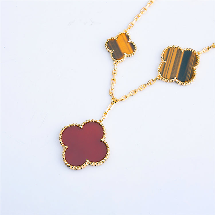 ¡®Loco¡¯CLOVER BRACELET 5 MOTIFS CARNELIAN TIGER EYE