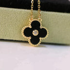 ¡®Loco¡¯CLOVER 15MM DIAMOND ONYX NECKLACE