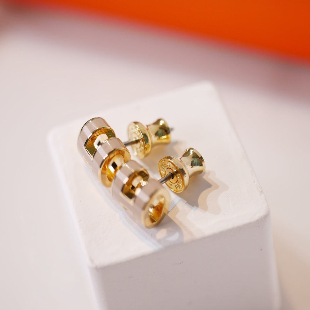 ¡®Loco¡¯MINI POP H GOLD EARRINGS GREY