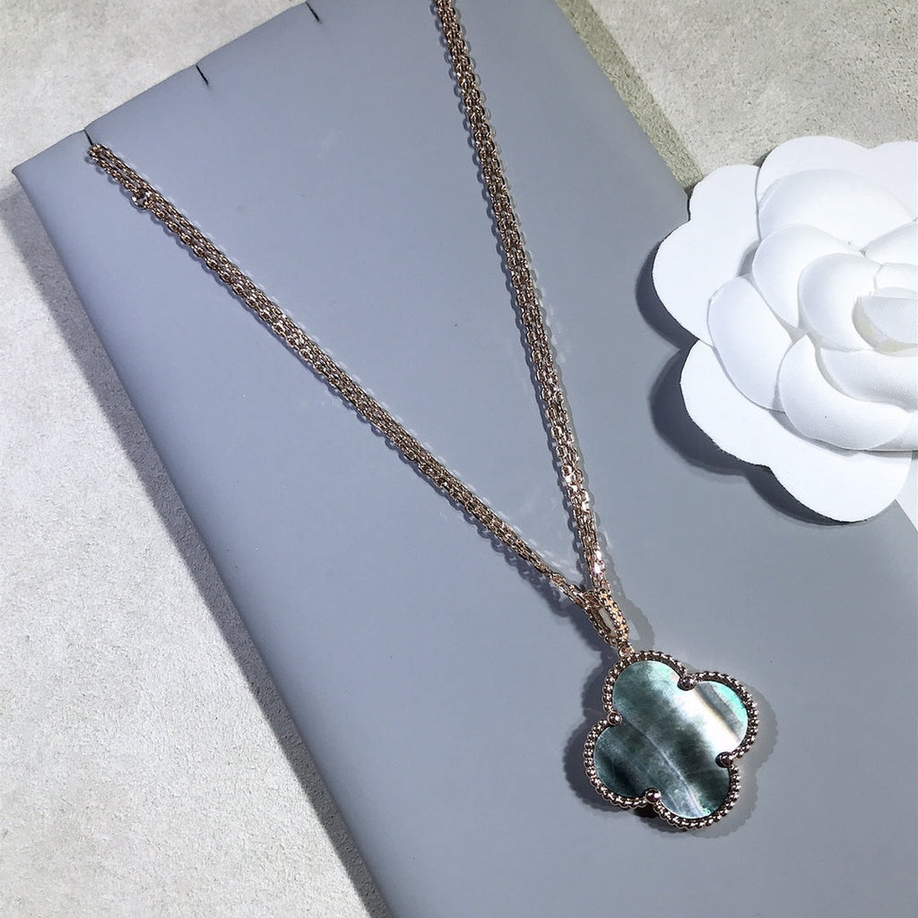 ¡®Loco¡¯CLOVER 25MM GOLD DARK MOP BIG CLOVER NECKLACE