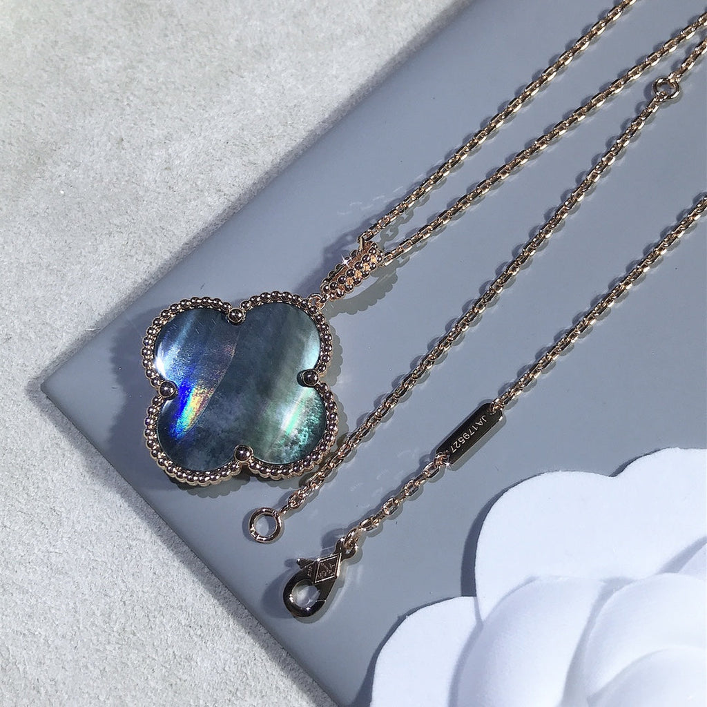 ¡®Loco¡¯CLOVER 25MM GOLD DARK MOP BIG CLOVER NECKLACE