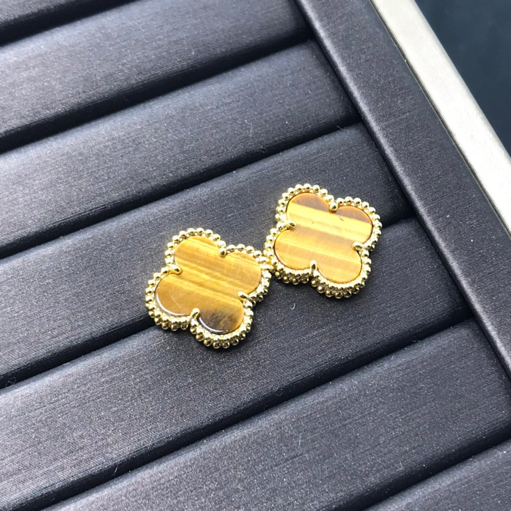 ¡®Loco¡¯CLOVER MEDIUM 1 MOTIFS TIGER EYE EARRINGS