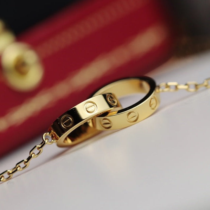 ¡®Loco¡¯LOVE NECKLACE DOUBLE RING GOLD