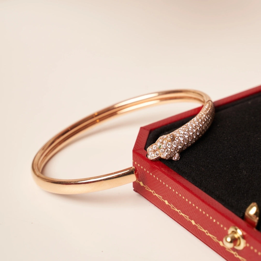¡®Loco¡¯PANTHERE ROSE GOLD DIAMOND OPEN BRACELET