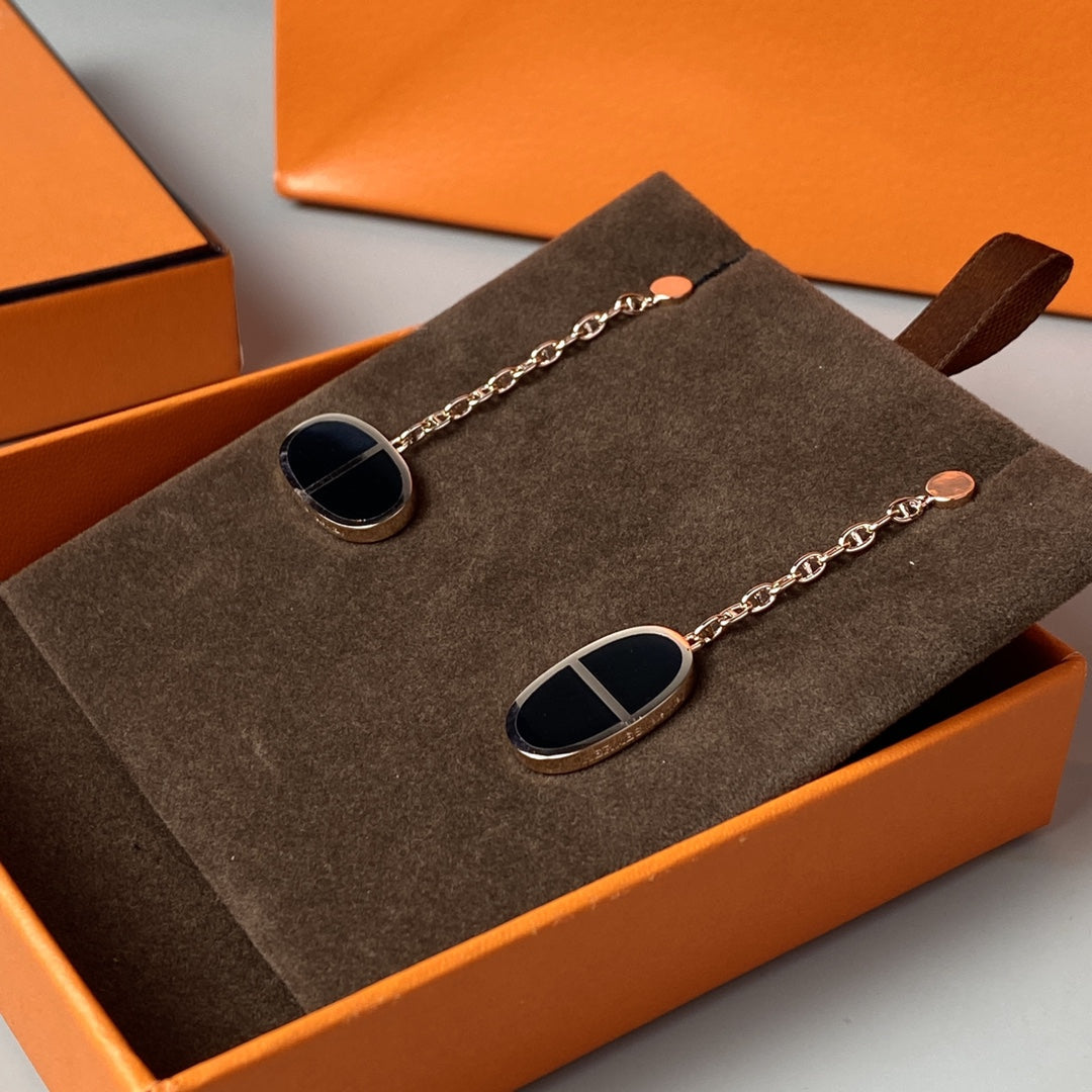¡®Loco¡¯CHAINE VERSO BLACK CERAMIC EARRINGS