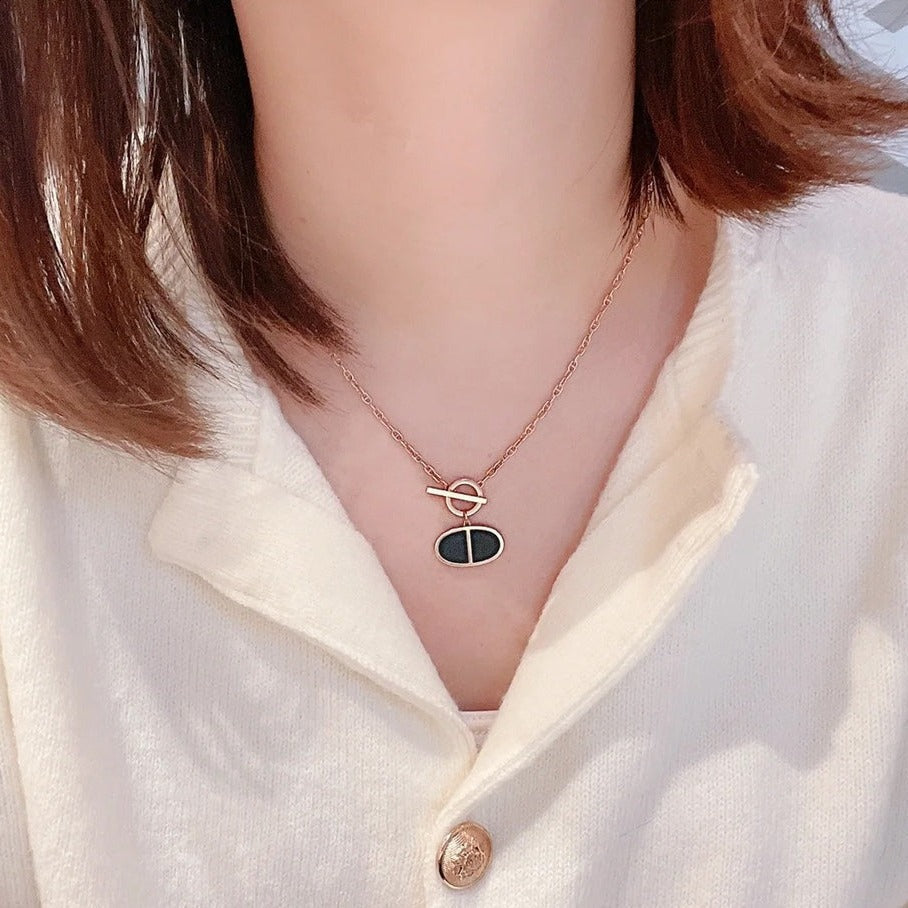 ¡®Loco¡¯CHAINE VERSO BLACK CERAMIC NECKLACE