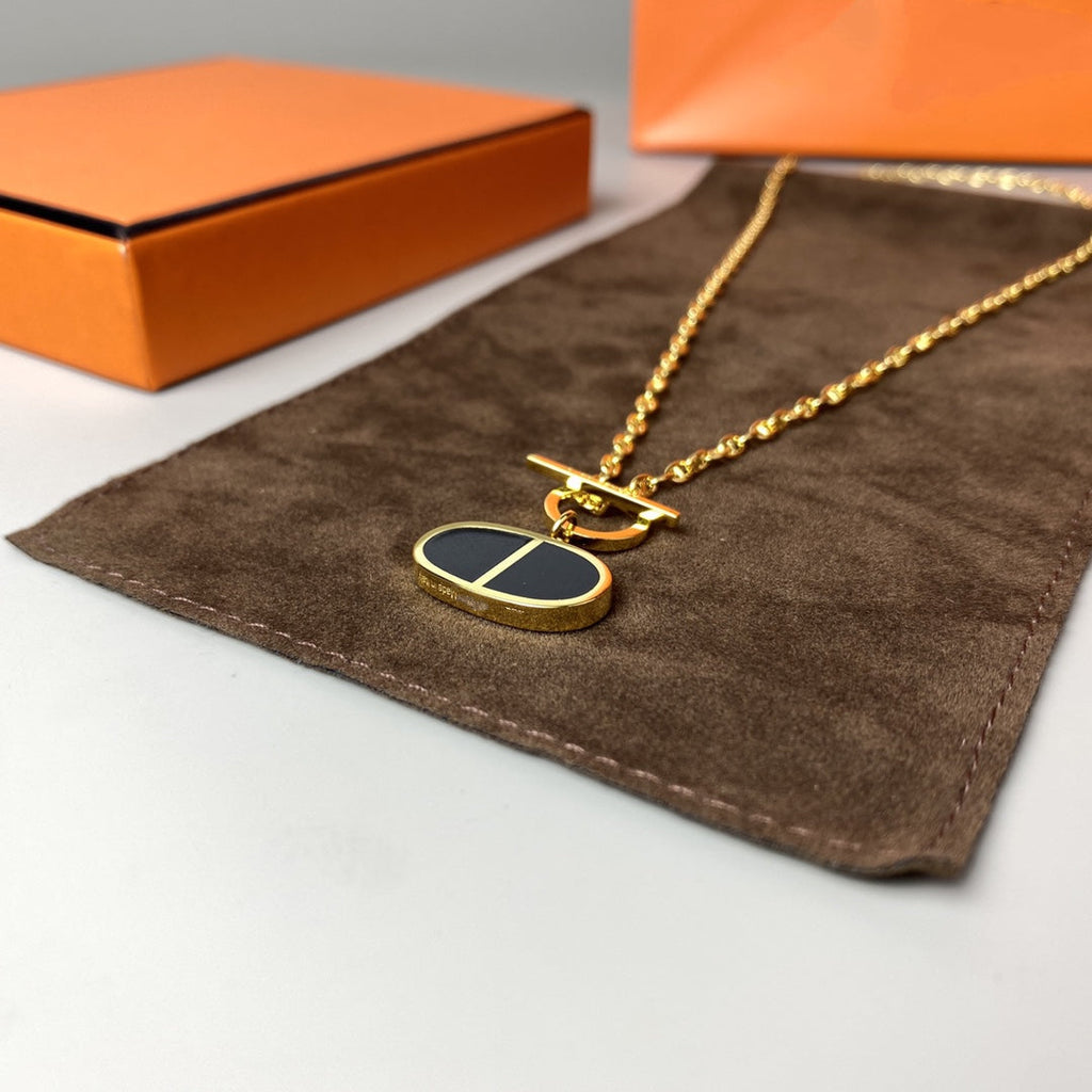 ¡®Loco¡¯CHAINE VERSO BLACK CERAMIC NECKLACE