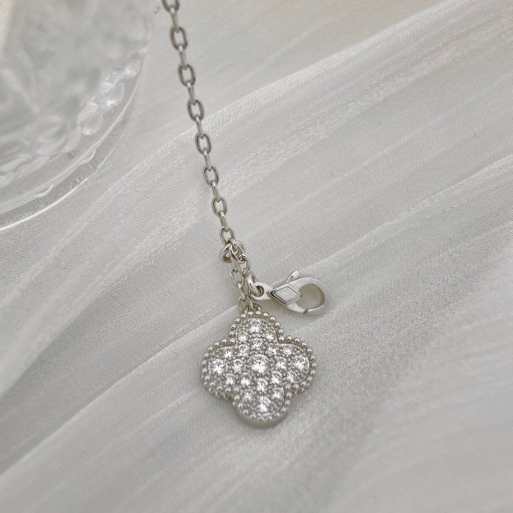 ¡®Loco¡¯CLOVER 5 MOTIFS SILVER DIAMONDS NECKLACE