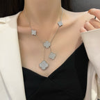 ¡®Loco¡¯CLOVER 5 MOTIFS SILVER DIAMONDS NECKLACE