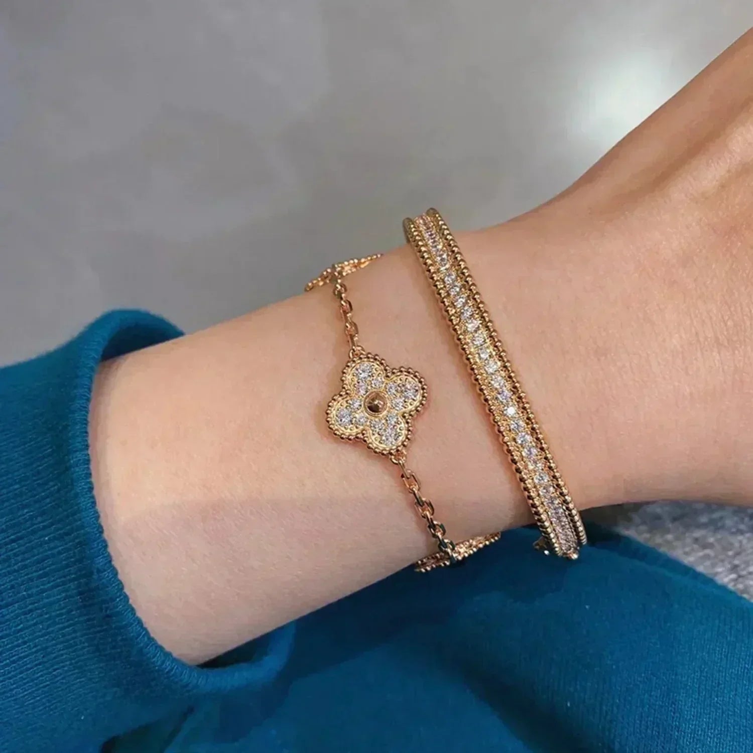 [Loco] New  CLOVER 5 MOTIF FULL DIAMOND BRACELET COLLECTION