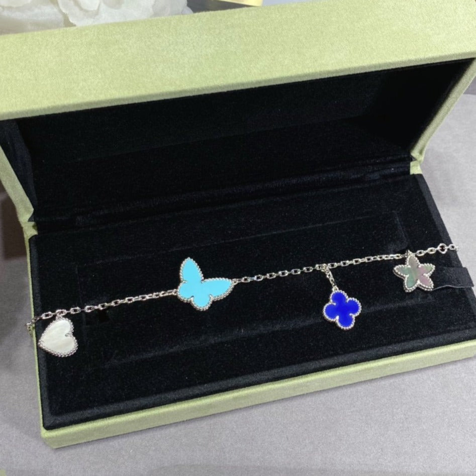¡®Loco¡¯LUCKY SPRING SILVER BRACELET 4 MOTIF