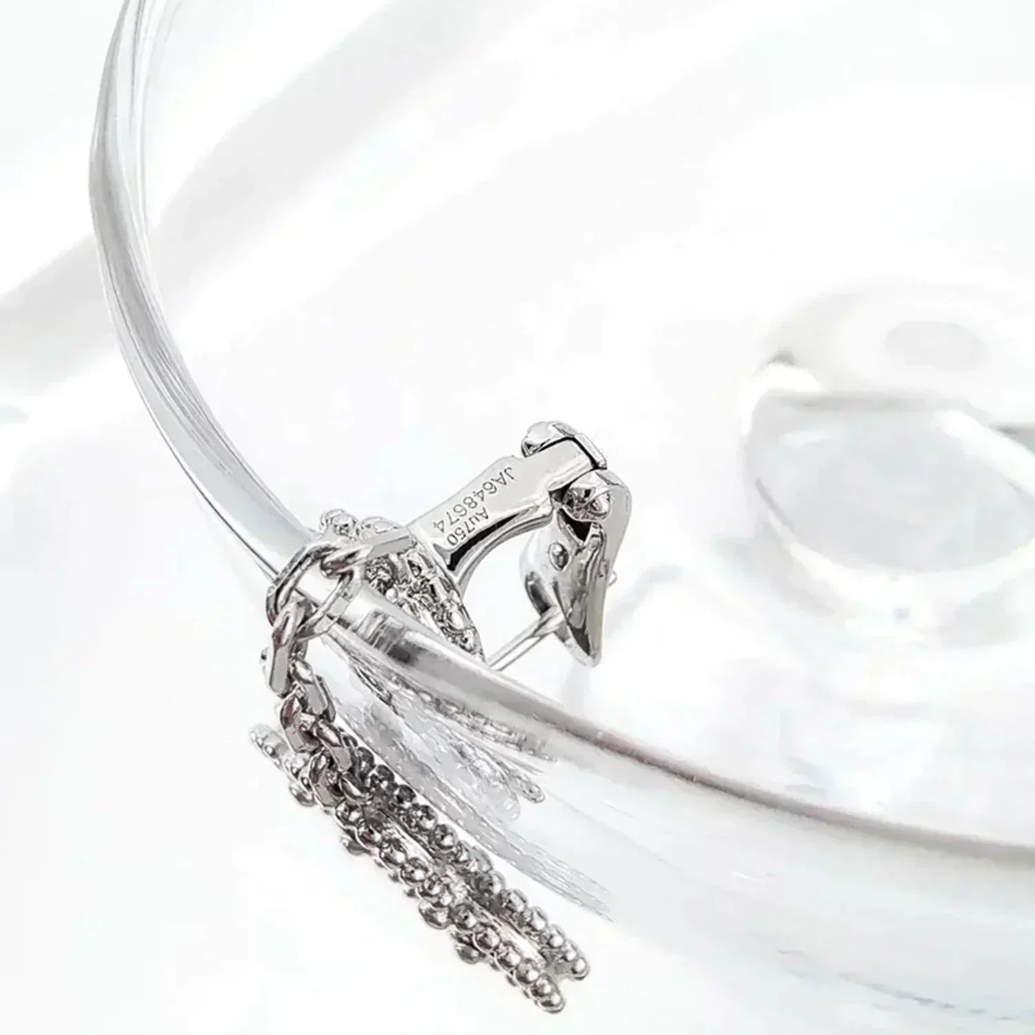 ¡®Loco¡¯CLOVER 2 MOTIFS  DIAMOND ONYX EARRINGS SILVER