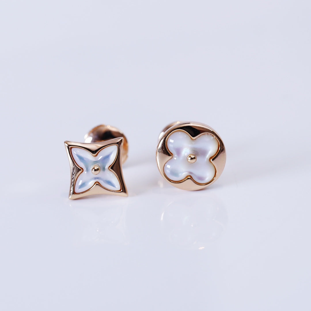 ¡®Loco¡¯STAR AND SUN PINK GOLD MOP STUD EARRINGS