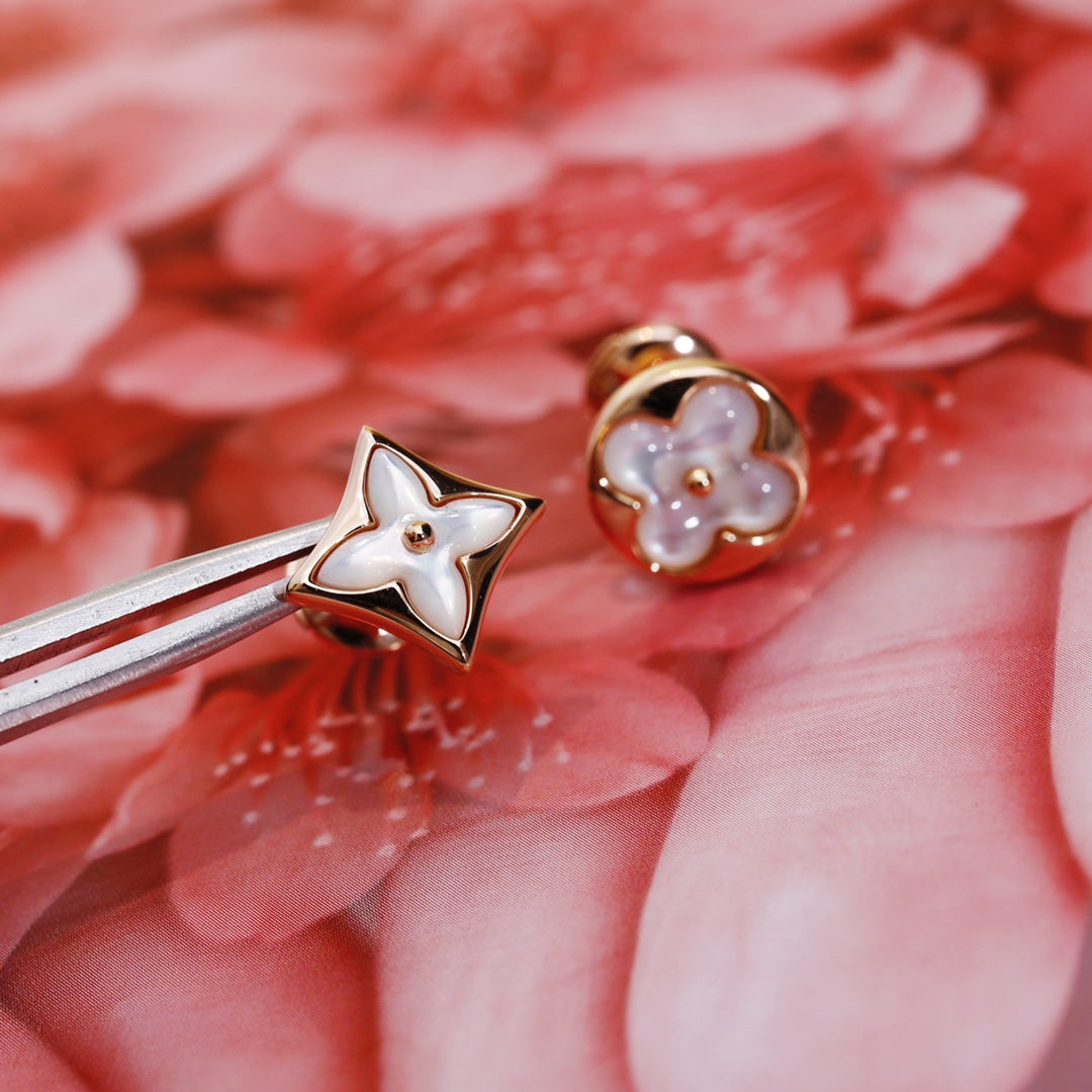 ¡®Loco¡¯STAR AND SUN PINK GOLD MOP STUD EARRINGS