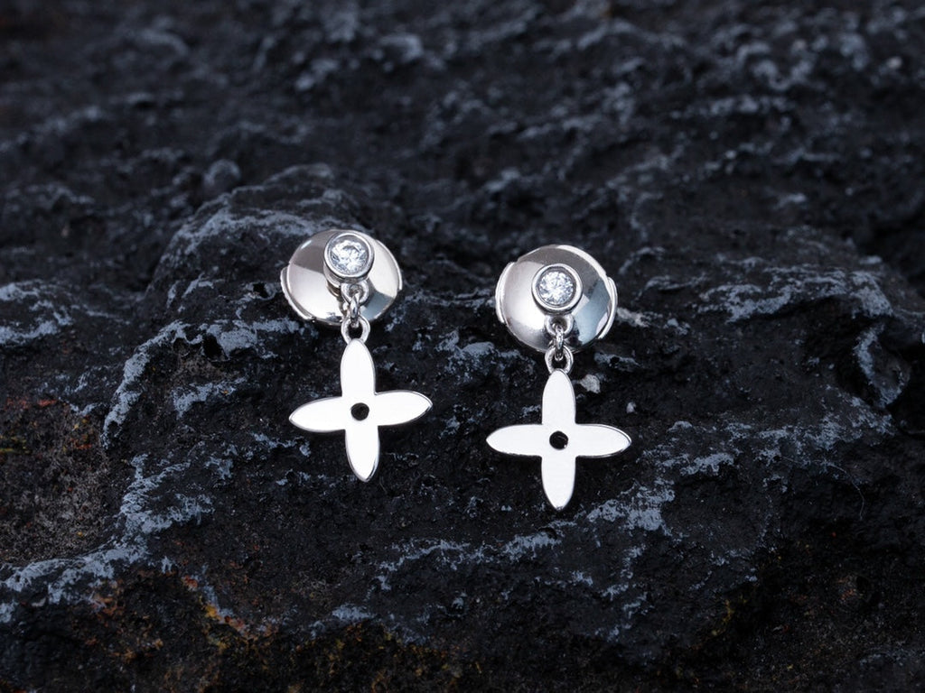 ¡®Loco¡¯VIDYLLE SILVER DIAMOND MINI DROP EARRINGS