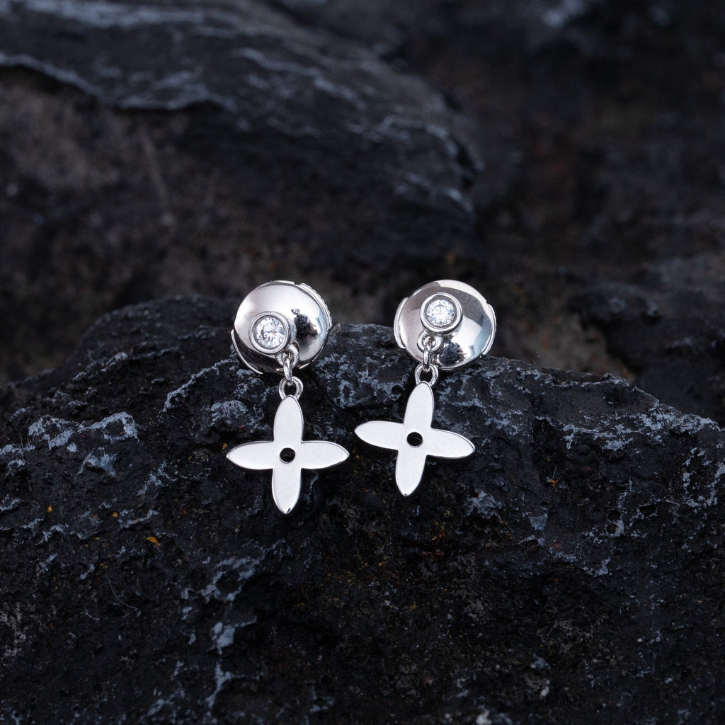 ¡®Loco¡¯VIDYLLE SILVER DIAMOND MINI DROP EARRINGS