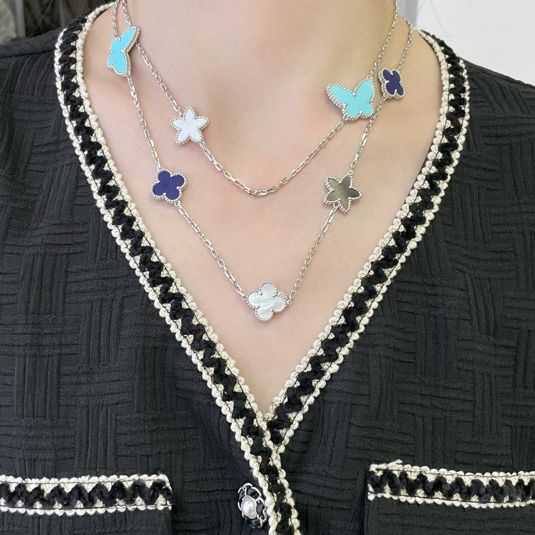 ¡®Loco¡¯LUCKY CLOVER SILVER 11 MOTIF NECKLACE