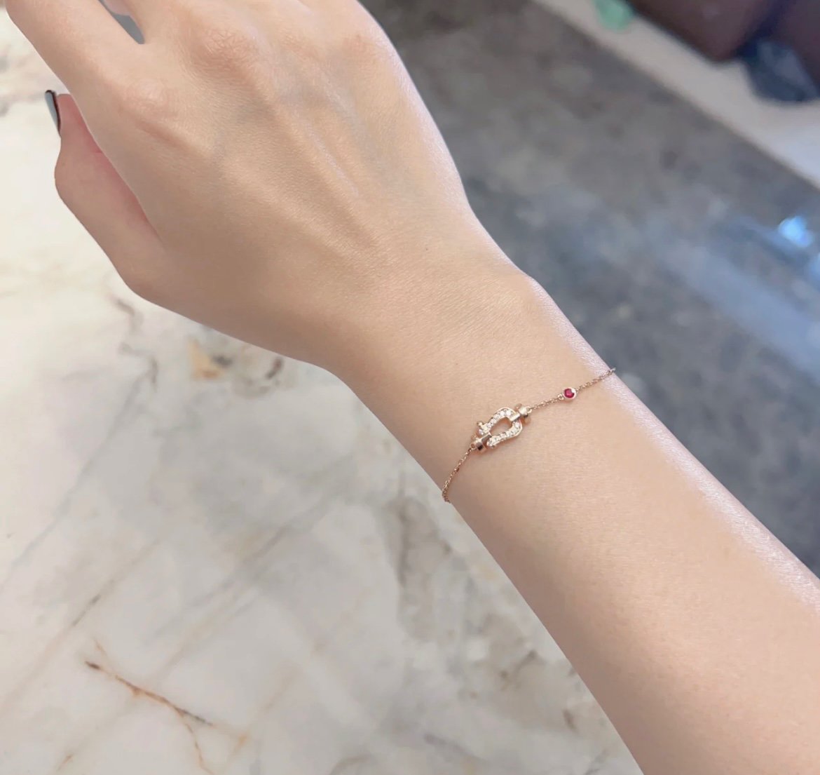 ¡®Loco¡¯FORCE 10 DIAMOND CHAIN LINK PINK GOLD BRACELET