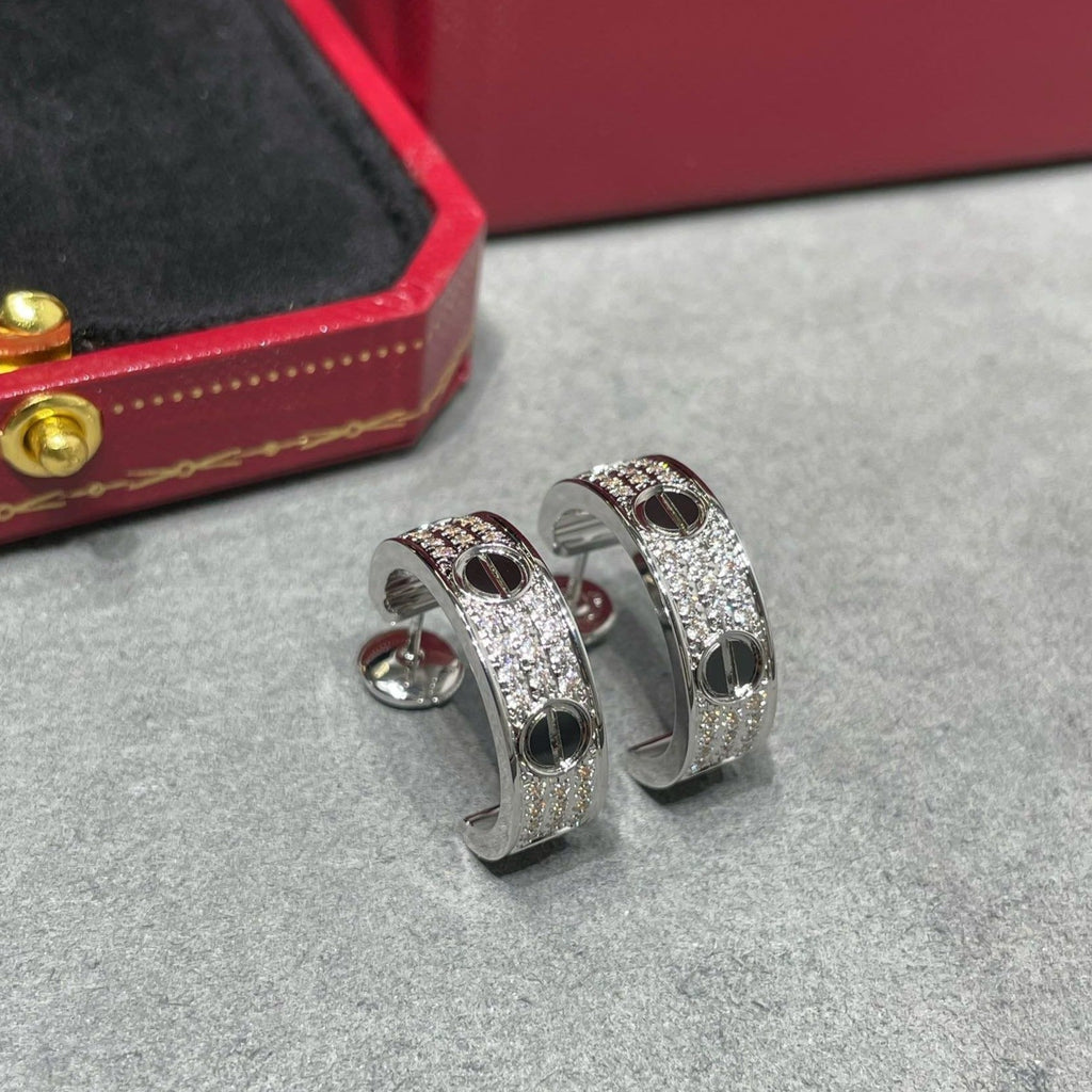 ¡®Loco¡¯LOVE CERAMIC DIAMOND PAVED SILVER EARRINGS