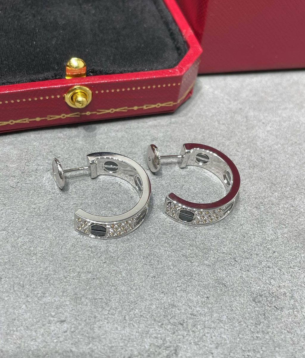 ¡®Loco¡¯LOVE CERAMIC DIAMOND PAVED SILVER EARRINGS