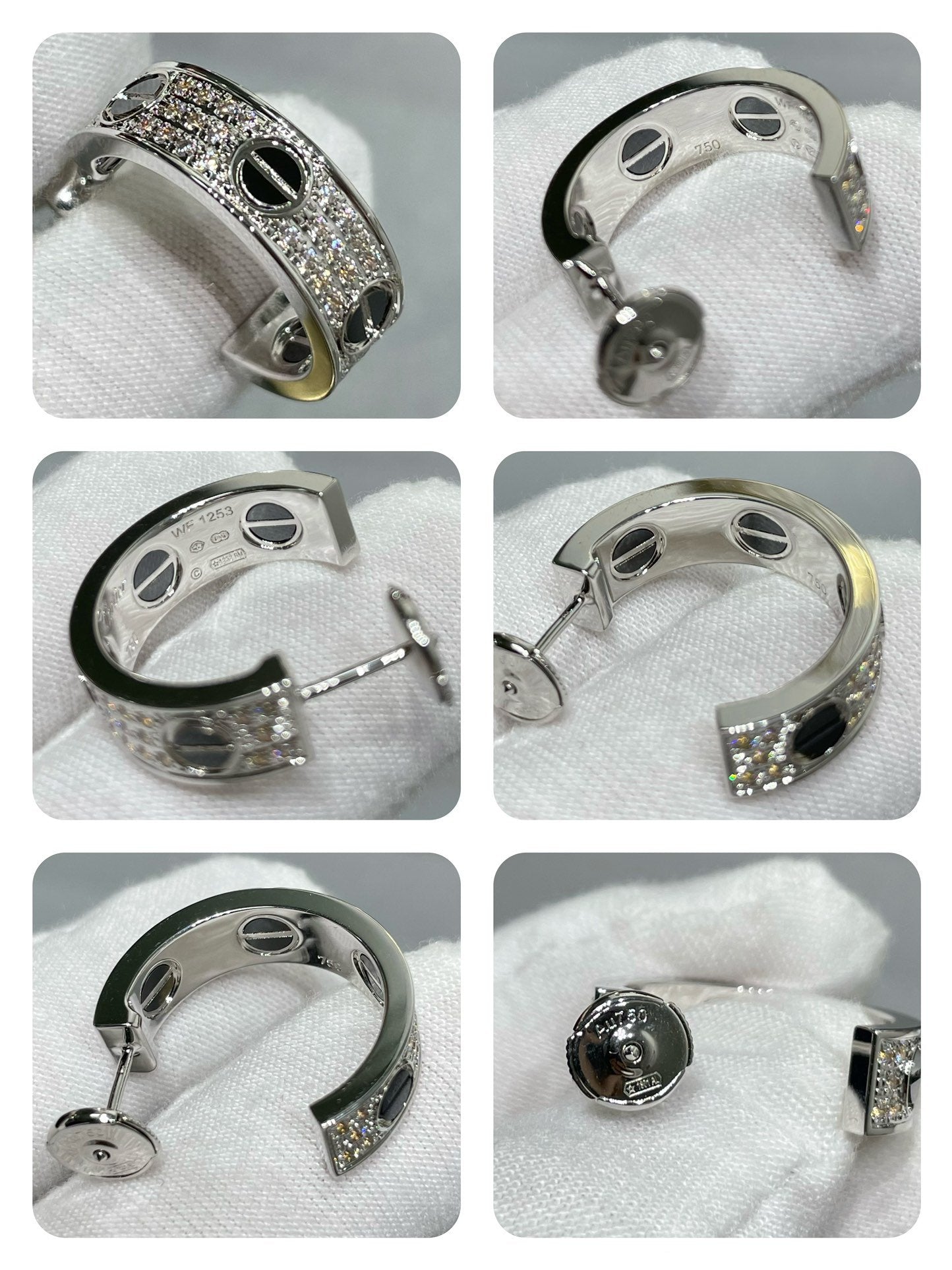 ¡®Loco¡¯LOVE CERAMIC DIAMOND PAVED SILVER EARRINGS