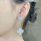 ¡®Loco¡¯CLOVER 2 MOTIFS DIAMOND PAVED SILVER EARRINGS