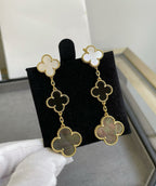¡®Loco¡¯CLOVER 3 MOTIF MOP ONYX DARK MOP PINK GOLD EARRINGS