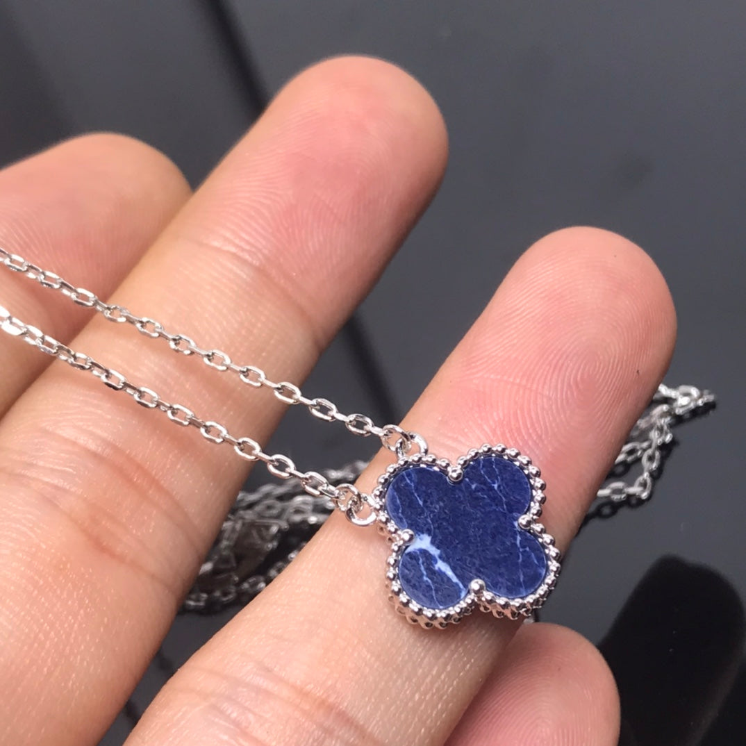 ¡®Loco¡¯CLOVER PIETERSITE SILVER LONG NECKLACE