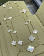 ¡®Loco¡¯CLOVER 16 MOTIF WHITE MOP GOLD NECKLACE