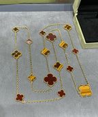 ¡®Loco¡¯CLOVER 16 MOTIF CARNELIAN TIGER EYE ROSE GOLD NECKLACE