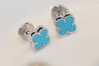 ¡®Loco¡¯CLOVER MINI TURQUOISE SILVER STUD EARRINGS