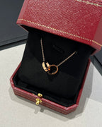 ¡®Loco¡¯LOVE NECKLACE DOUBLE RING PINK GOLD