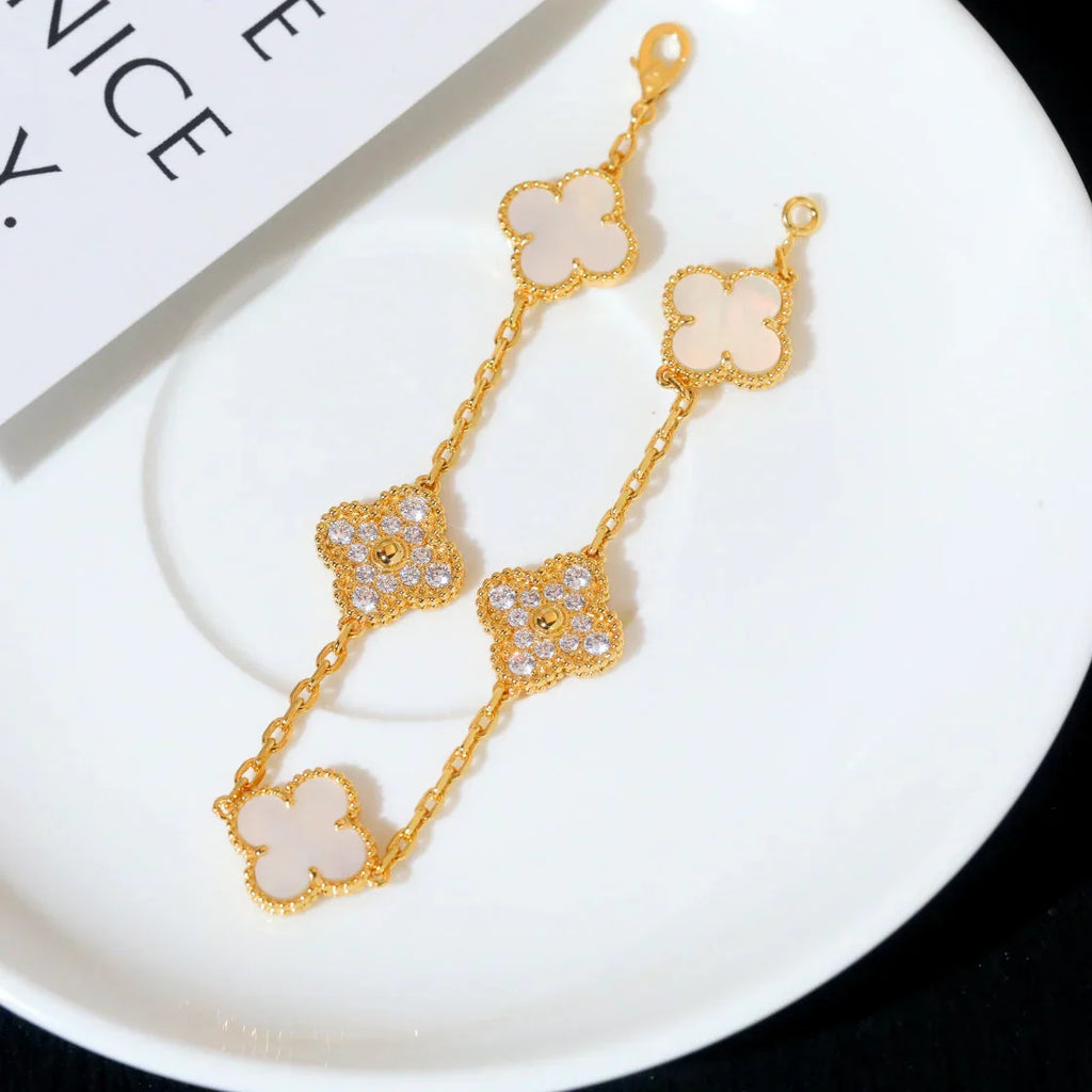 [Loco]New CLOVER WHITE PEARL MOP 5 MOTIF BRACELET COLLECTION