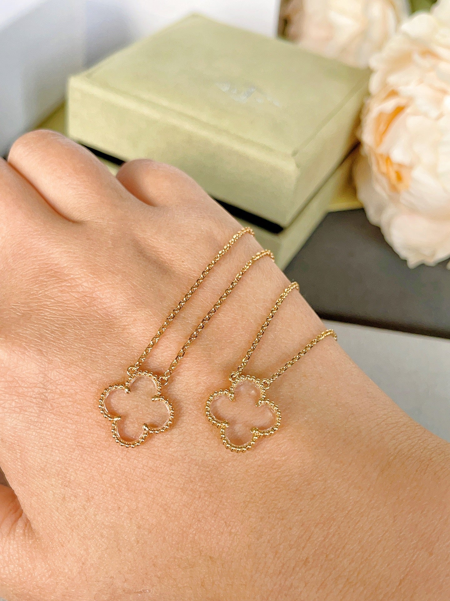 ¡®Loco¡¯CLOVER ROCK CRYSTAL ROSE GOLD NECKLACE