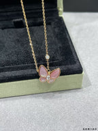 [Loco]BUTTERFLY PINK MOTHER-OF-PEARL DIAMOND NECKLACE