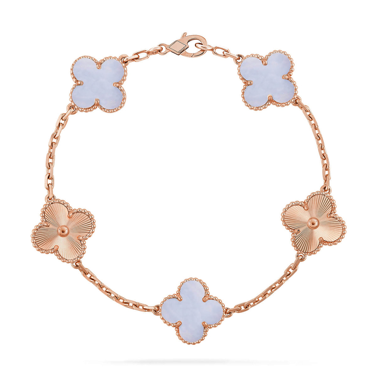 [Loco]New  CLOVER 5 MOTIF PURPLE CHALCEDONY BRACELET COLLECTION