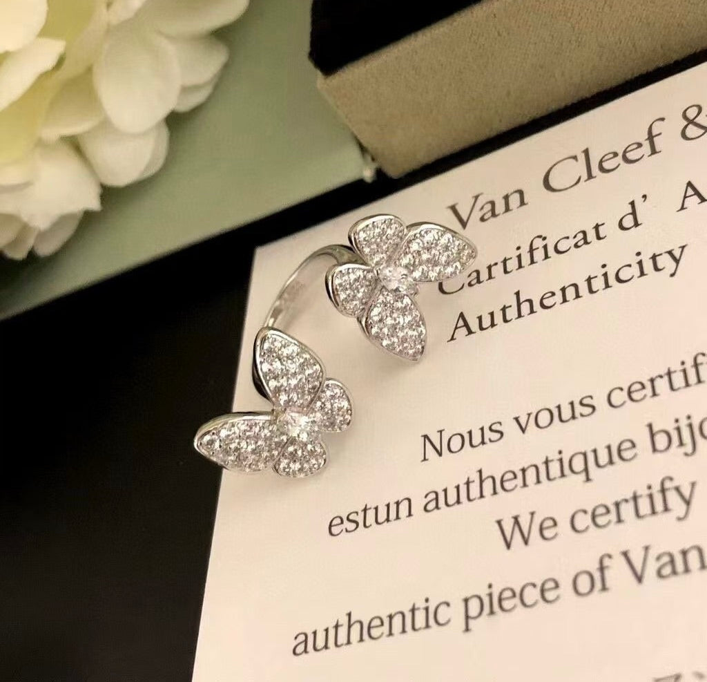 ¡®Loco¡¯TWIN SILVER BUTTERFLY DIAMOND RING