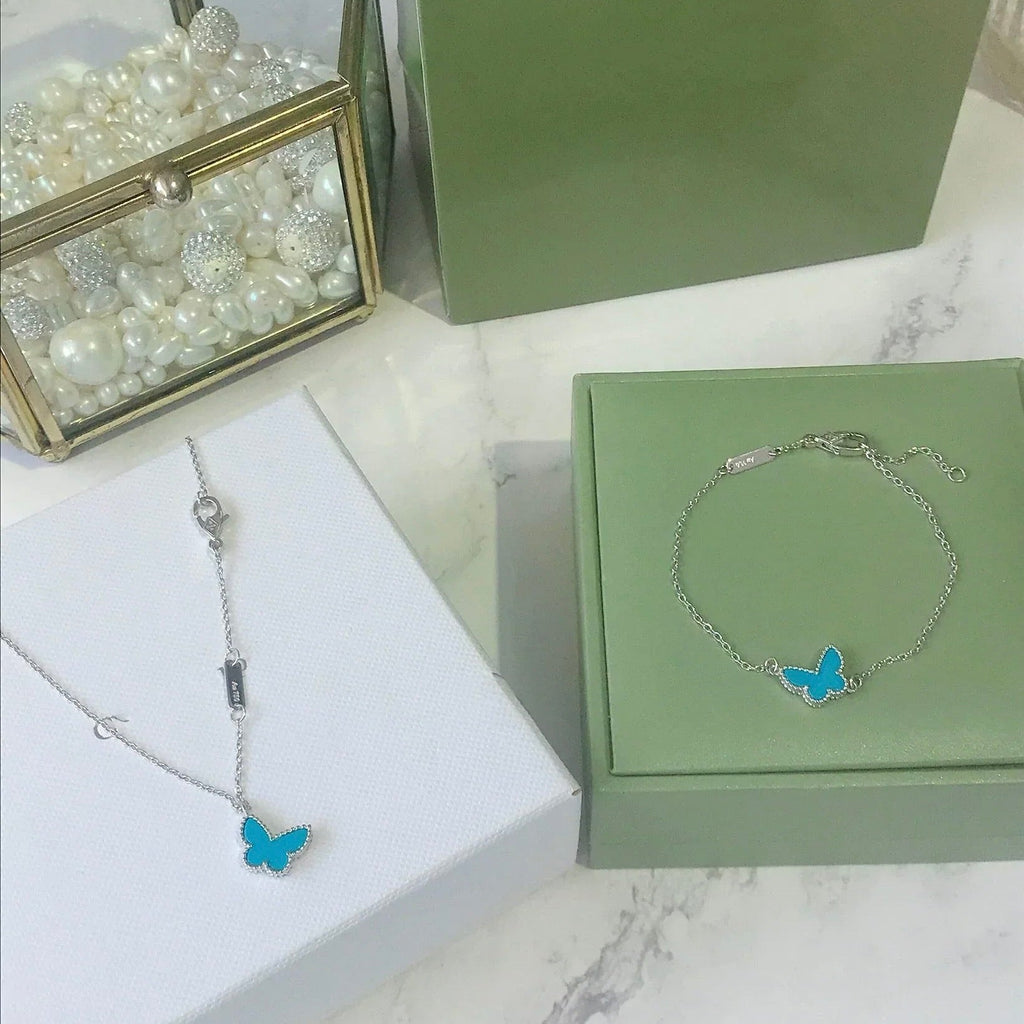 ¡®Loco¡¯BUTTERFLY TURQUOISE BUTTERFLY BRACELET SILVER
