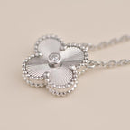 ¡®Loco¡¯CLOVER  15MM DIAMOND LASER NECKLACE SILVER