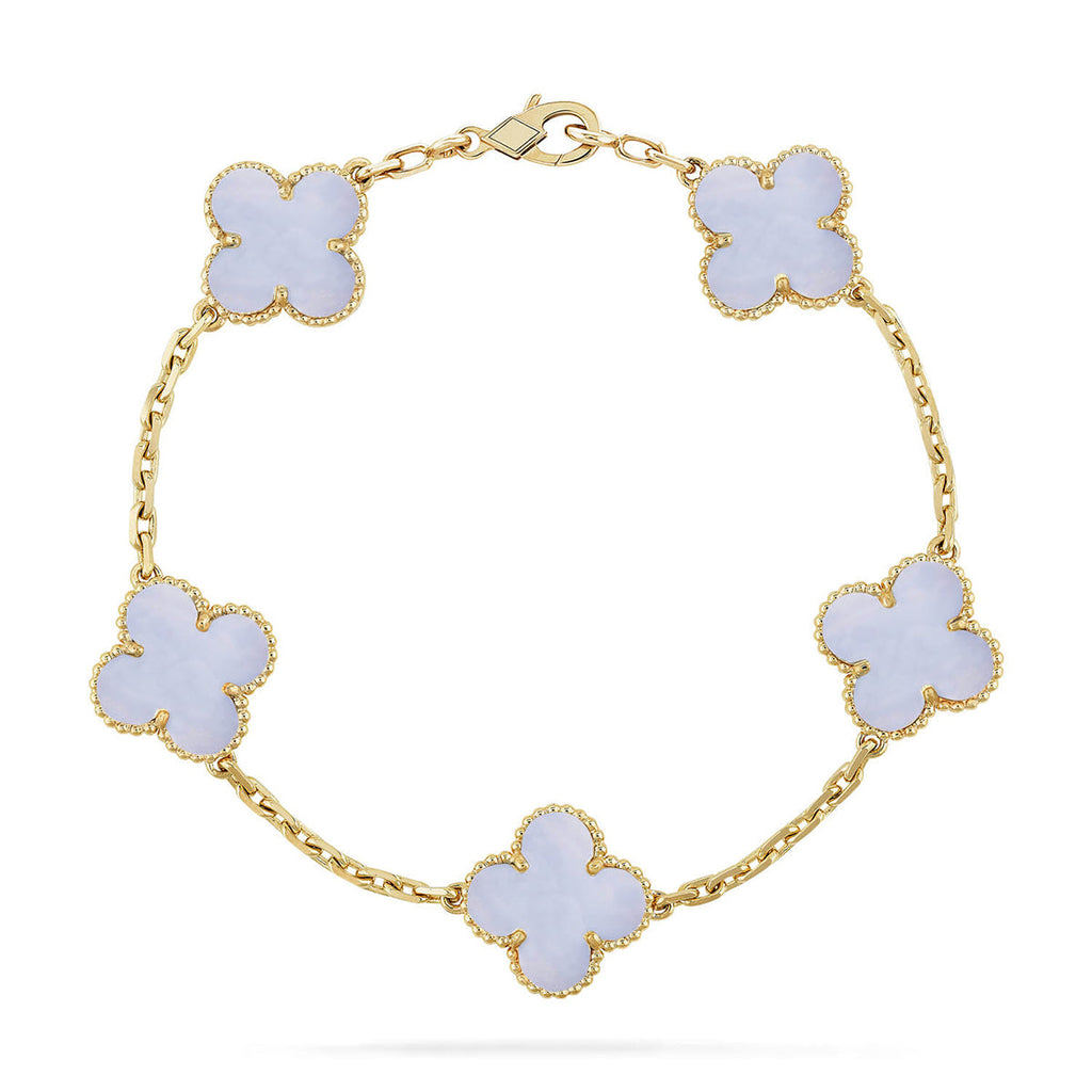 [Loco]New  CLOVER 5 MOTIF PURPLE CHALCEDONY BRACELET COLLECTION