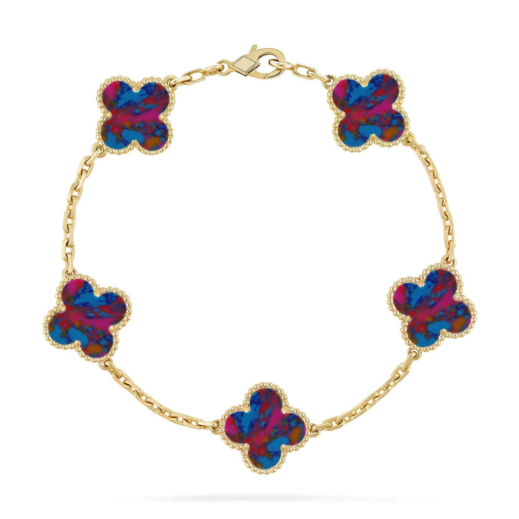 [Loco]New CLOVER 5 MOTIF COLOR GEMSTONES BRACELET COLLECTION