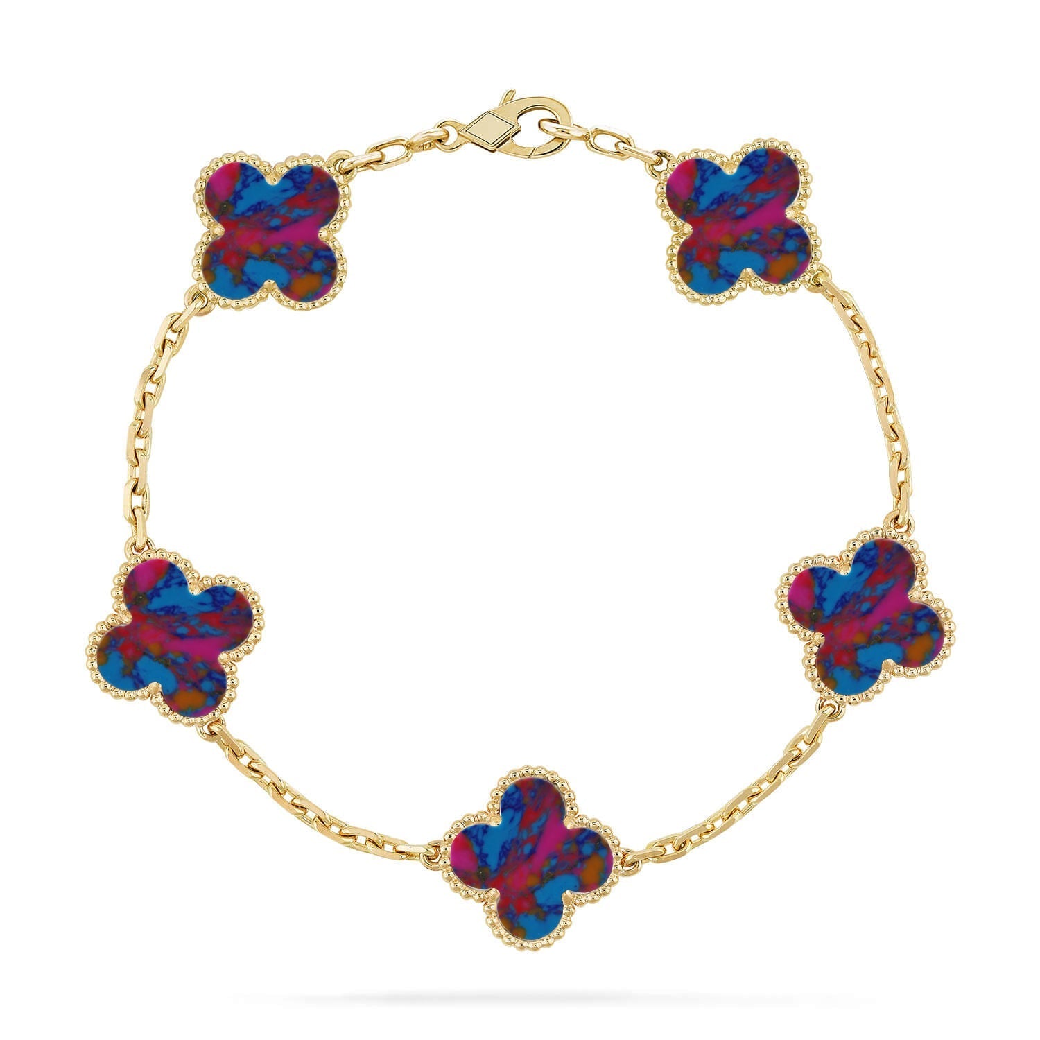 [Loco]New CLOVER 5 MOTIF COLOR GEMSTONES BRACELET COLLECTION