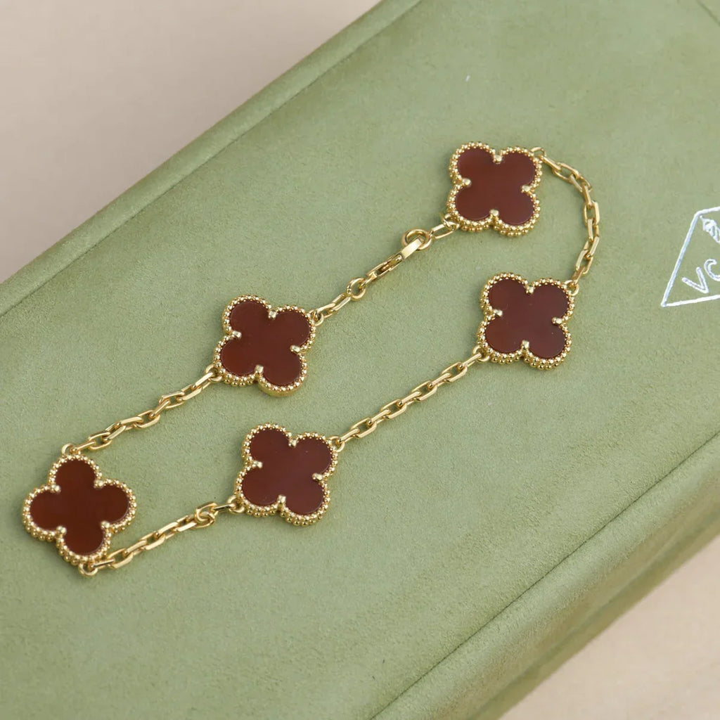 [Loco]New  CLOVER 5 MOTIF RED CORNELIAN BRACELET COLLECTION