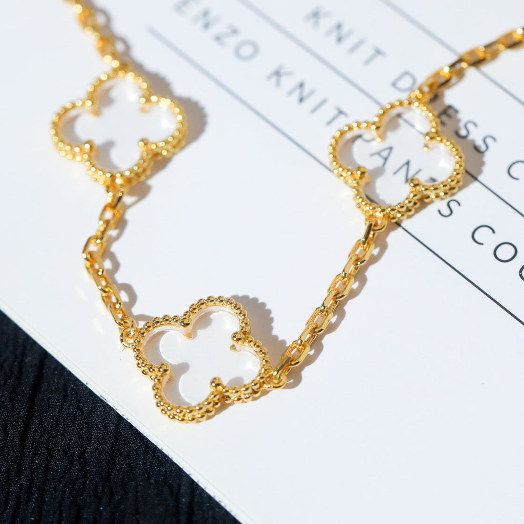 [Loco]New CLOVER 5 MOTIF ROCK CRYSTAL BRACELET